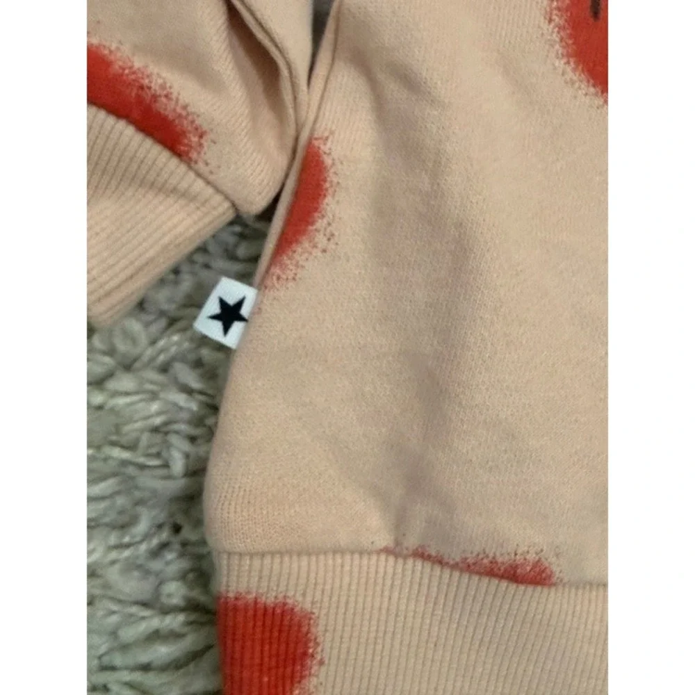 Molo Disc Sweatshirt 80‎ 12M Red Hearts Smiley GOTS Organic Cotton NWT